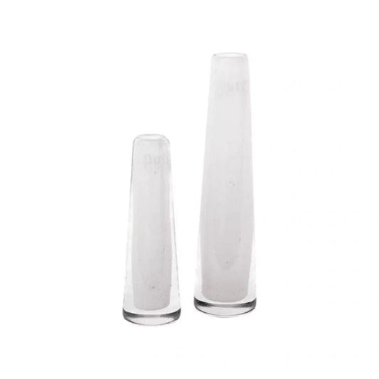 Two clear glass vases on a white background