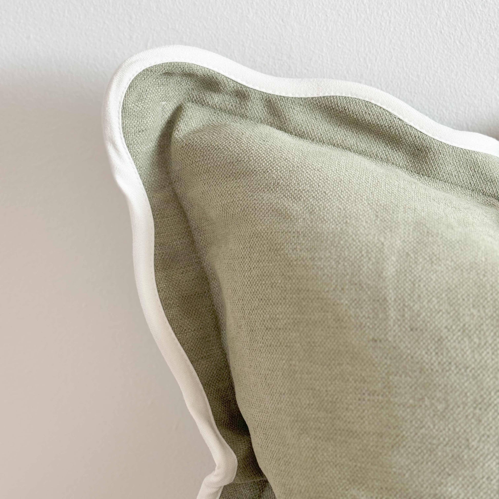 Sage Green Cushion with Feather Fill – Linen Blend 45x45cm
