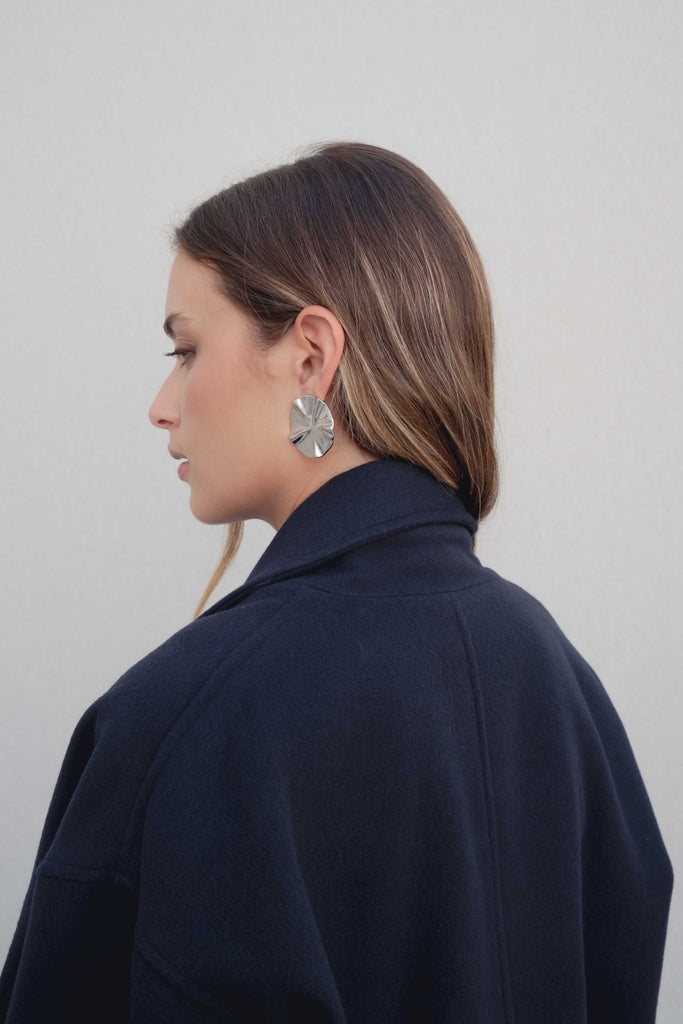 Short Double-Breasted Coat with Lapel Collar