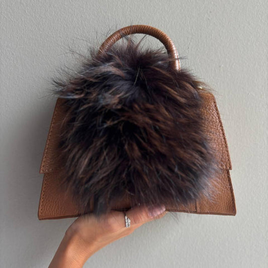 Small Leather & Fur Handbag with Detachable Strap | Luxury Mini Bag