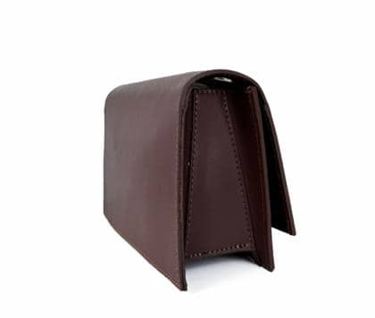 Small Rectangular Calfskin Bag with Ornamental Closure – Brown