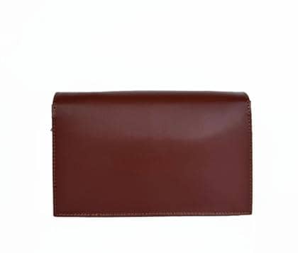 Small Rectangular Calfskin Bag with Ornamental Closure – Brown