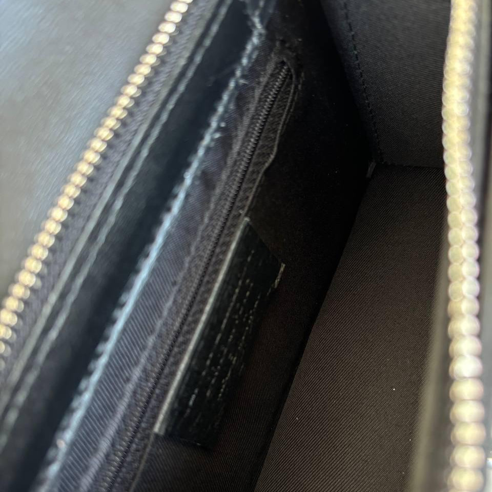 Small Rectangular Leather Crossbody Bag – Calfskin with Ornamental Closure in Black