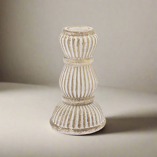 Small White & Gold Candle Holder | Elegant & Modern Décor