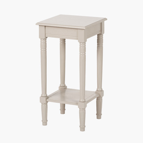 Square Painted Table with Shelf – Putty