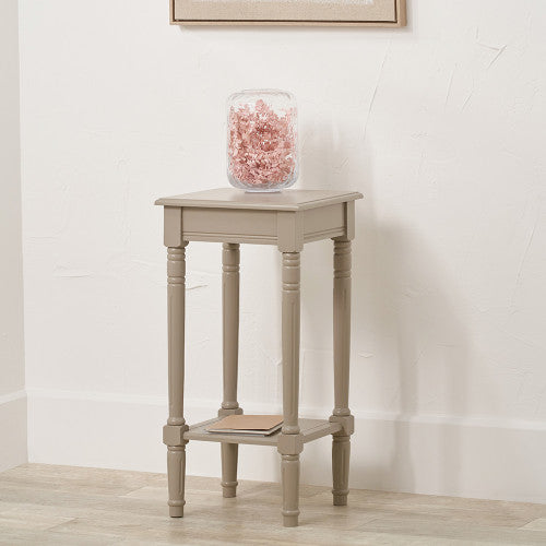 Square Painted Table with Shelf – Putty