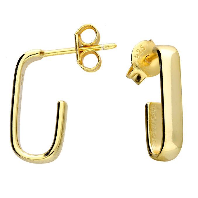 Squared J-Hoop Sterling Silver Earrings – Elegant Everyday Style