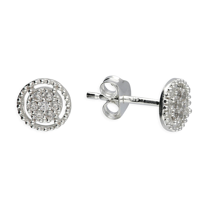 Sterling Silver Cubic Zirconia Cluster Stud Earrings | Elegant & Timeless