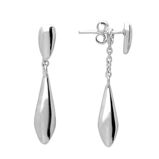 Sterling Silver Stud Earrings with Torpedo Drop