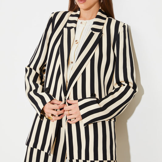 Striped Double-Breasted Blazer Jacket