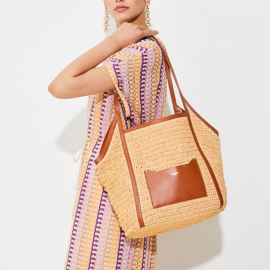Tan Raffia Striped Bag | Timeless Style