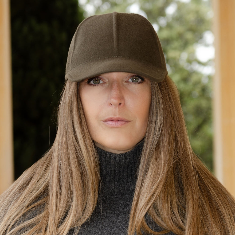 Unisex Felt Cap – 100% Wool, Made in Italy, Olive