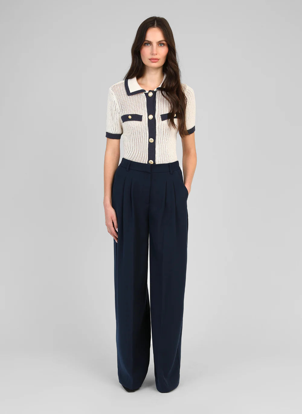 Short Sleeve Polo Neck Cardigan — An'ge