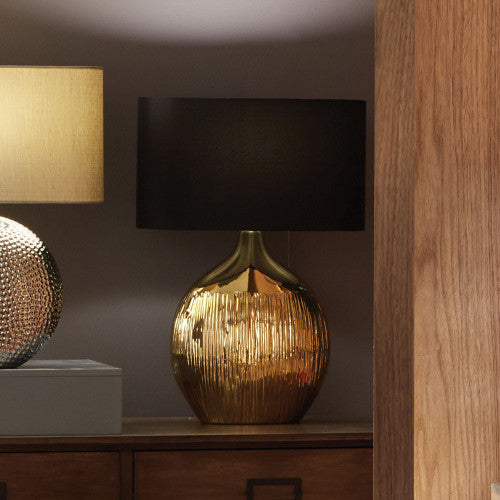 Venus Gold Table Lamp with Black Oval Shade