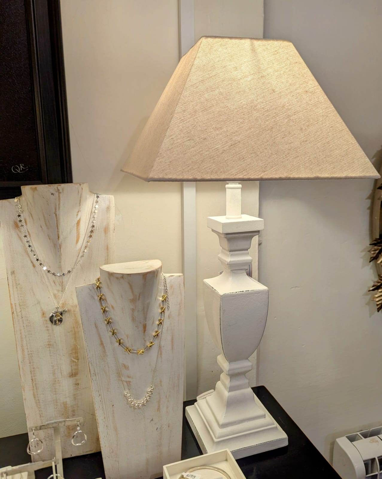 White Wood Lamp and Shade