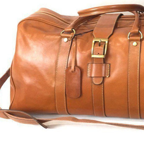 Leather Travel Holdall-Tan