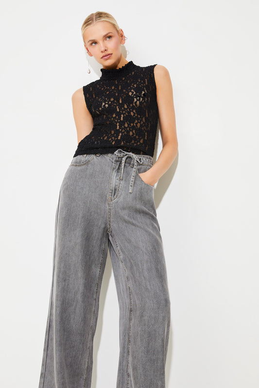 Wide-Leg Tie Jeans