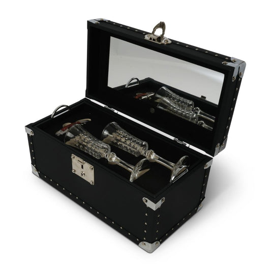 Winery Box in Black Colour with Two Glasses