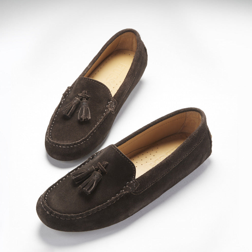 Women’s Brown Tasselled Loafer Driving Shoes – Suede Moccasins