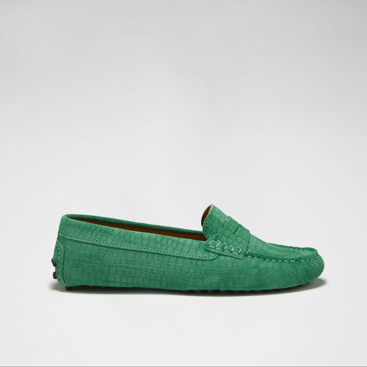 Women’s Emerald Penny Loafer Driving Shoes – Suede Moccasins