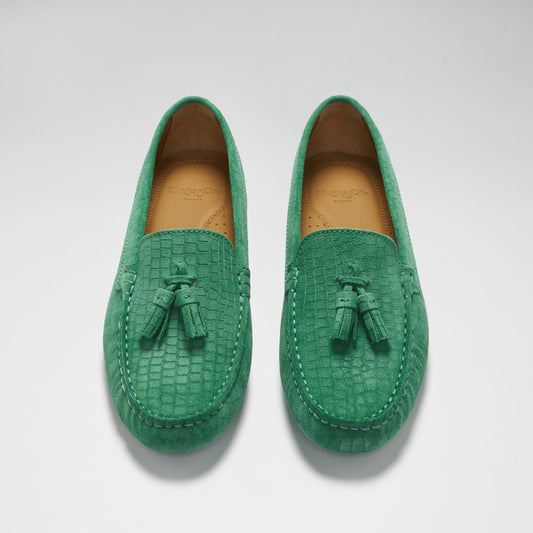 Women’s Emerald Tasselled Loafer Driving Shoes – Suede Moccasins