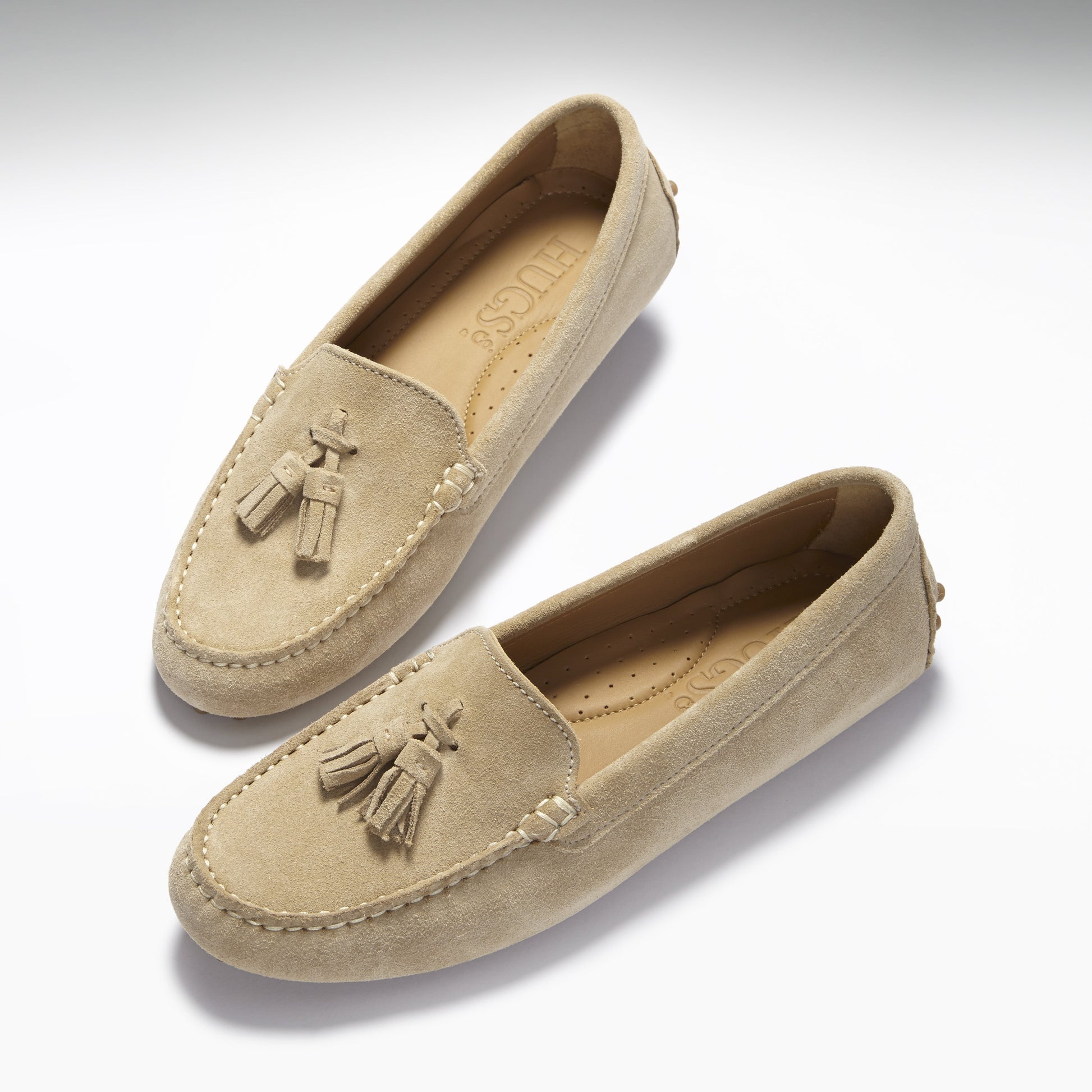 Women’s Taupe Tasselled Loafer Driving Shoes – Suede Moccasins