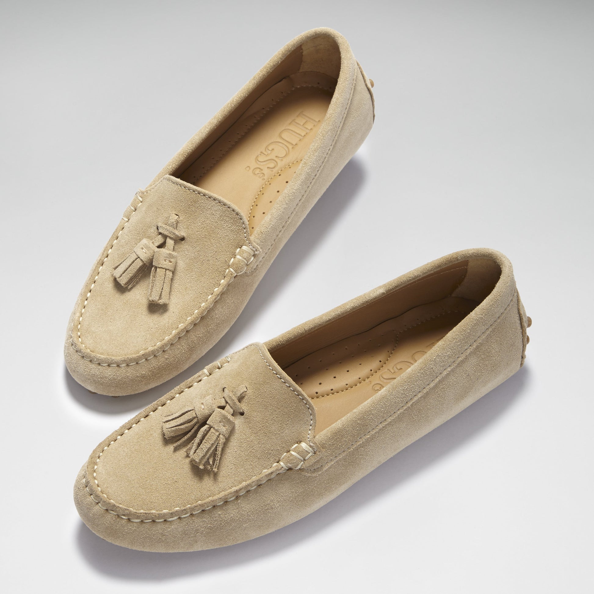 Women’s Taupe Tasselled Loafer Driving Shoes – Suede Moccasins