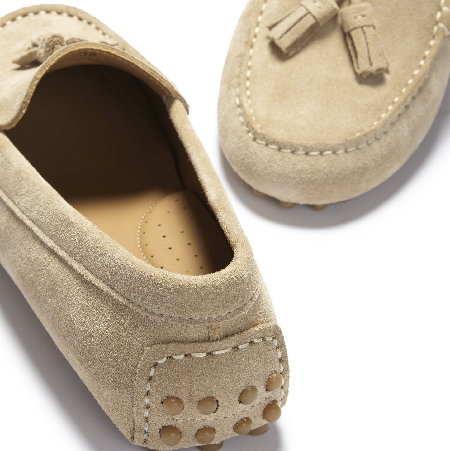 Women’s Taupe Tasselled Loafer Driving Shoes – Suede Moccasins