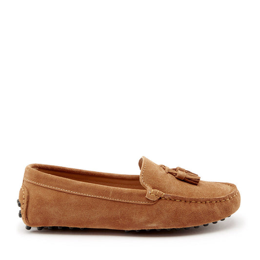 Women’s Tobacco Tasselled Loafer Driving Shoes – Suede Moccasins