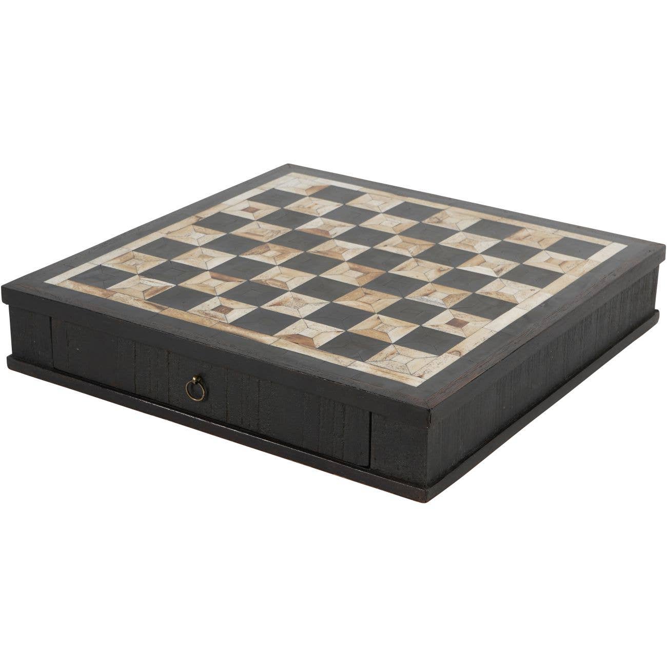 Luxury Hand-Polished Wooden Chess Set with Integrated Storage Drawer