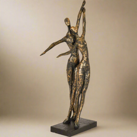 abstract couple figurine, elegant couple ornament, 42cm standing sculpture, anniversary gift sculpture