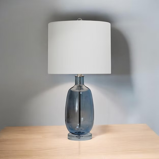 Grey Glass Lamp and White Shade