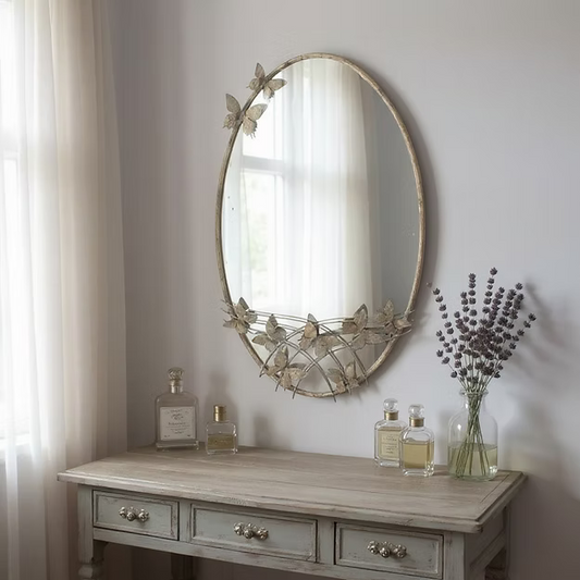 Oval Metal Butterfly Mirror - 102cm