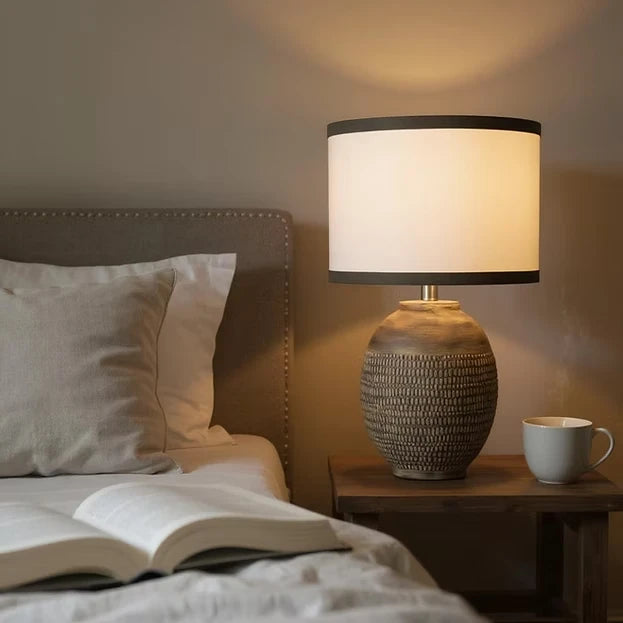 Earthy Tones Ceramic Table Lamp – Sculptural Base & Matching Shade