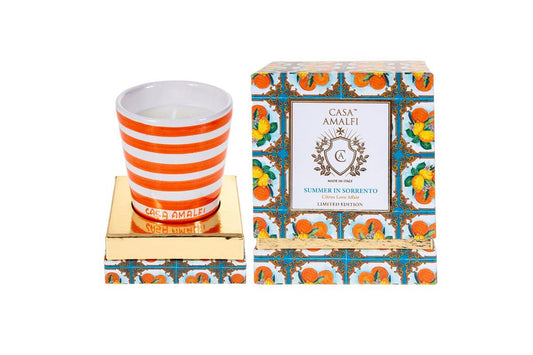 Summer in Sorrento – Hand-Painted Ceramic Candle | Citrus & Floral (200g)