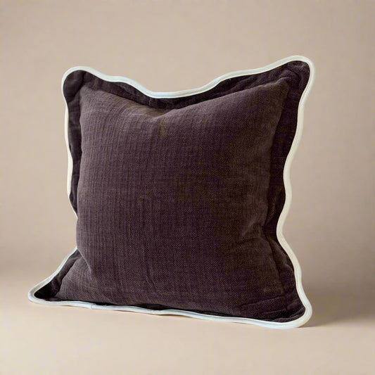 Chocolate Brown Cushion with Feather Fill – Linen Blend 45x45cm 