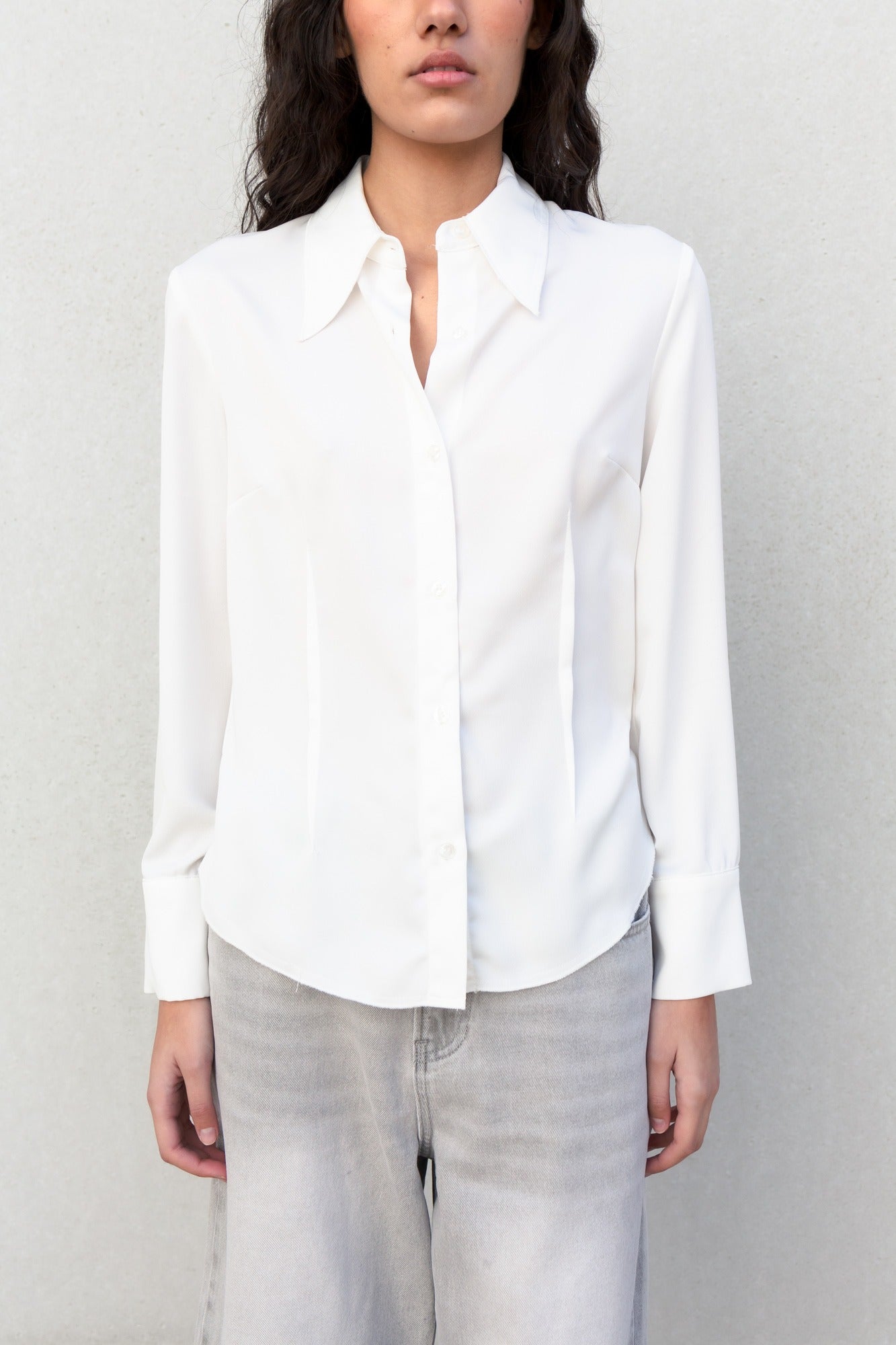 White Fitted Shirt with Darts | Sleek, Tailored & Timeless