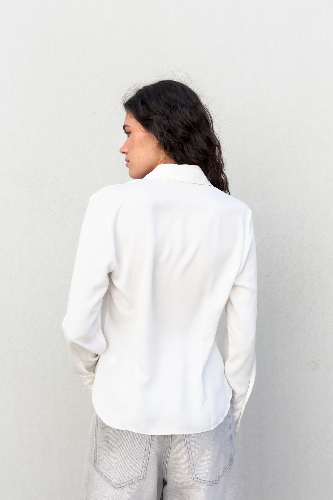 White Fitted Shirt with Darts | Sleek, Tailored & Timeless