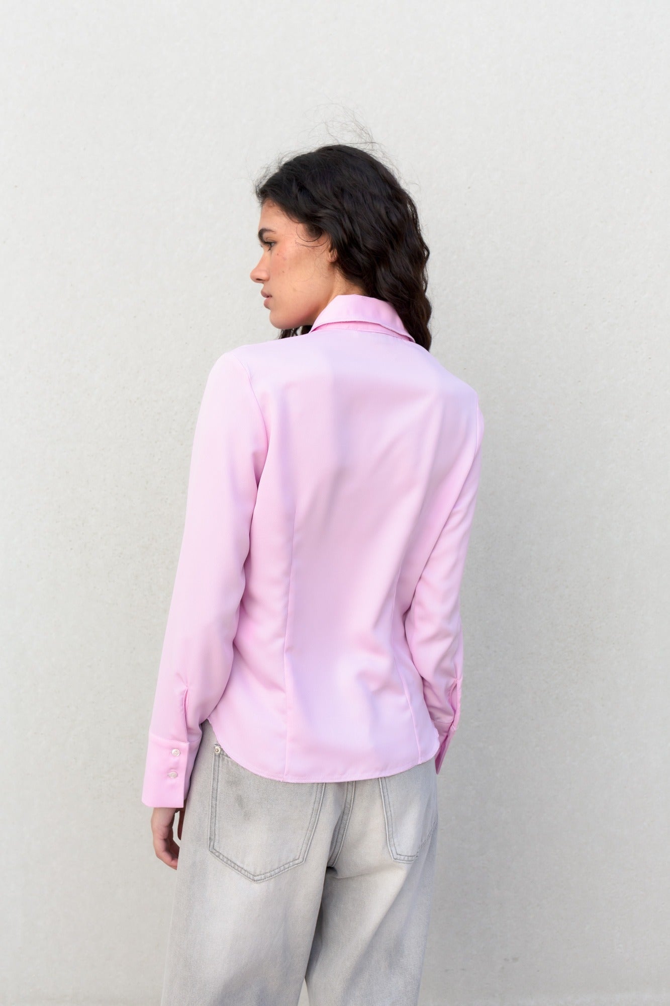 Pink Fitted Shirt with Darts | Sleek, Tailored & Timeless
