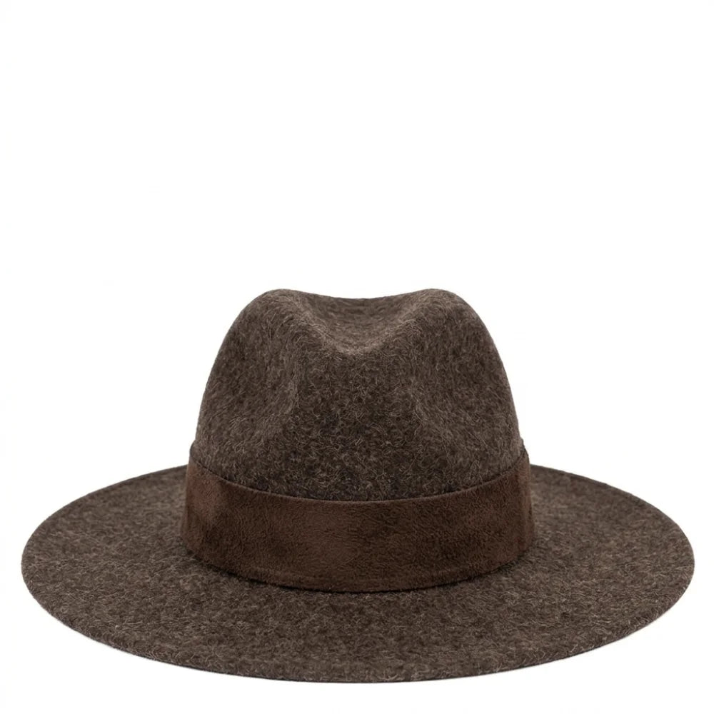 Cedar Wool Wide Brim Hat with Large Suede Leather Band – Stylish & Durable