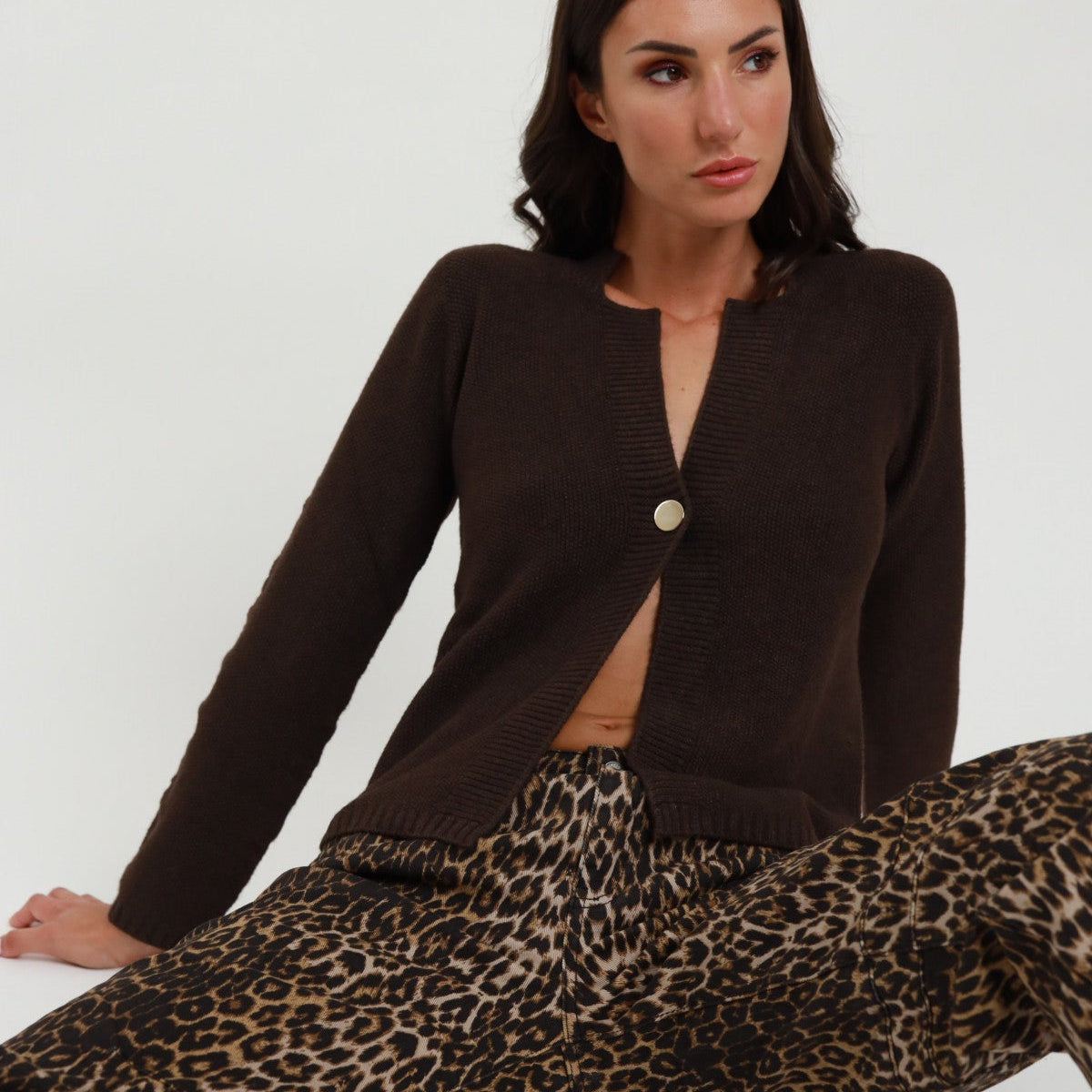 Chocolate Knit Jacket – Soft Viscose Blend | Tailored Comfort & Style
