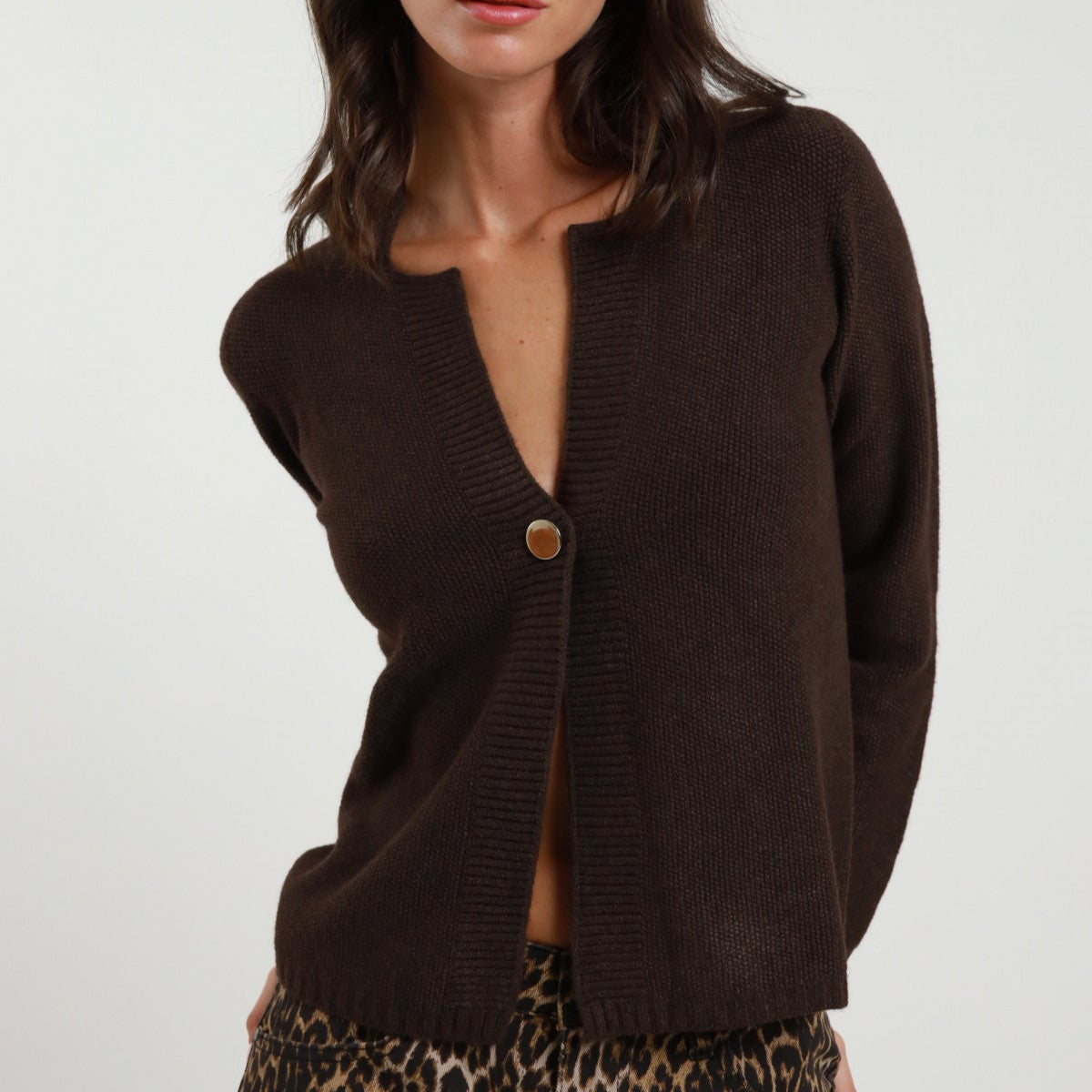 Chocolate Knit Jacket – Soft Viscose Blend | Tailored Comfort & Style
