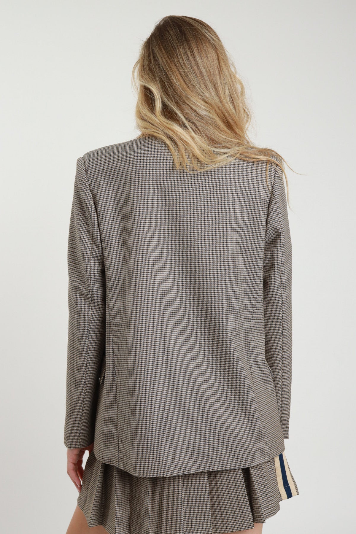 Check Jacket with Jersey Rever & Patch Detail – Tailored Comfort | Women’s Checked Blazer