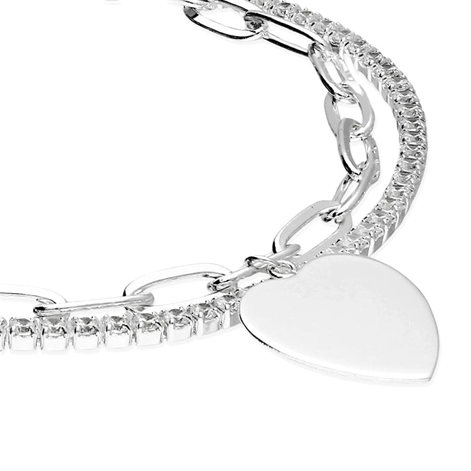 Elegant Paperclip Chain Bracelet with Heart Charm