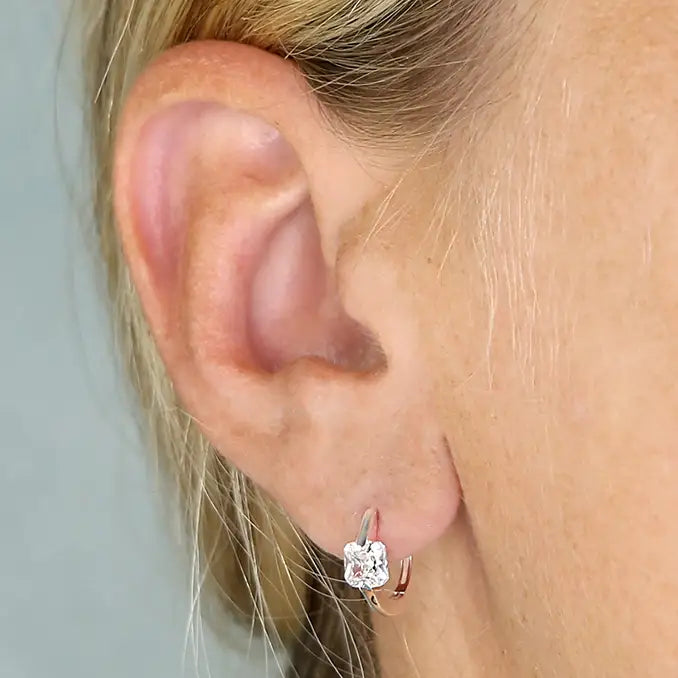Sterling Silver Cubic Zirconia Huggie Earrings | Woodcock and Cavendish