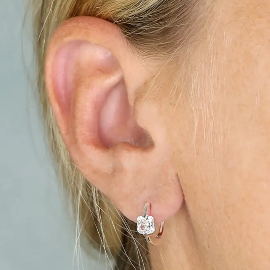 Sterling Silver Cubic Zirconia Huggie Earrings | Woodcock and Cavendish