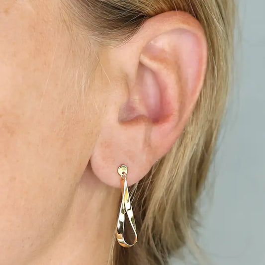 Gold Twist Drop Studs Earrings