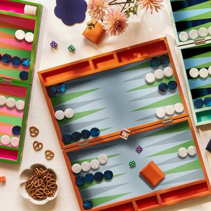 Orange Croc Lacquer Backgammon Set
