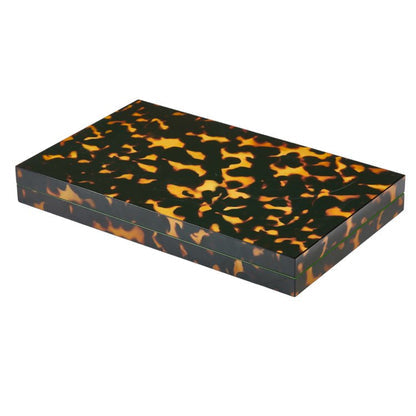 Tortoiseshell-patterned rectangular box on a white background