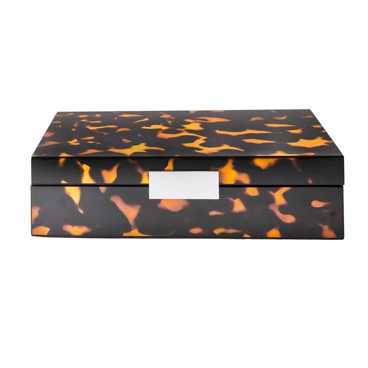 Luxury Faux Tortoiseshell Storage Box - High Gloss Lacquer Keepsake Box